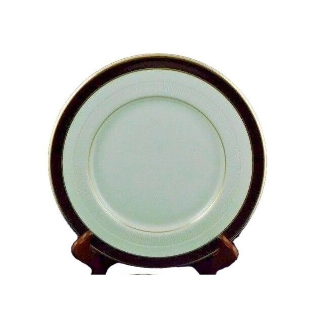 1x Syracuse USA Restaurant China Maroon or Brown Gold Ribbed Dinner Plate